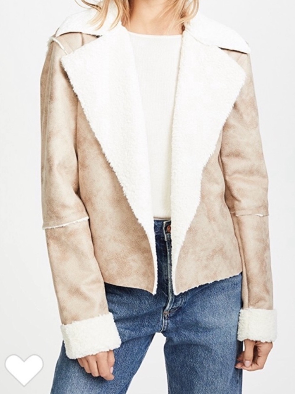 Splendid Delancey Revolve Cropped Faux Fur Open Front Jacket Champagne - Medium